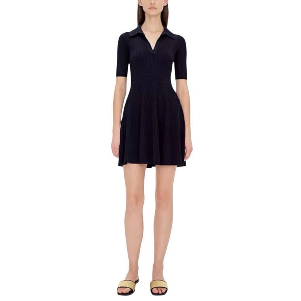 Jonathan Simkhai Patricia Rib Knit Polo Mini Dress Size L